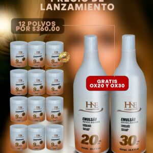 Kit 12 Polvos Descolorante + Emulsão HNE